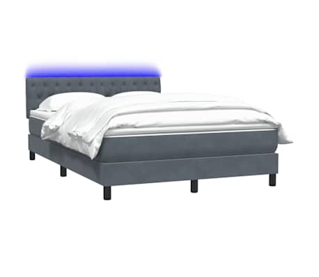 vidaXL Boxspring met matras en LED fluweel donkergrijs 140x220 cm