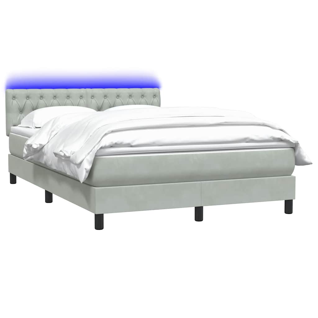 Thumbnail - vidaXL Boxspringbett mit Matratze & LED Hellgrau 160x220 cm Samt