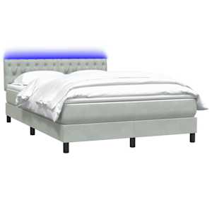 Box spring postelja z vzmetnico LED svetlo siva 160x220 cm žametna - slika 3