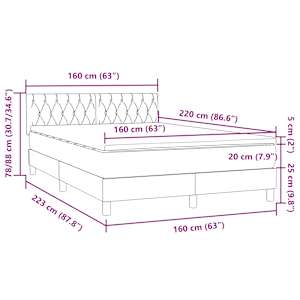 Box spring postel s matrací a LED tmavě zelená 160x220 cm samet - obrázek 16