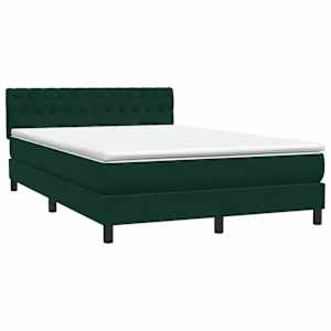 Box spring postel s matrací a LED tmavě zelená 160x220 cm samet - obrázek 5
