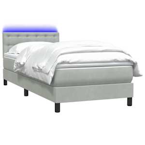 Box spring postel s matrací a LED světle šedá 80x210 cm samet - obrázek 3