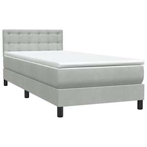 Box spring postel s matrací a LED světle šedá 80x210 cm samet - obrázek 4