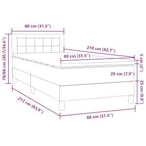 Box spring postel s matrací a LED tmavě šedá 80x210 cm samet - obrázek 16