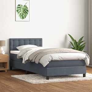 Box spring postel s matrací a LED tmavě šedá 80x210 cm samet - obrázek 4