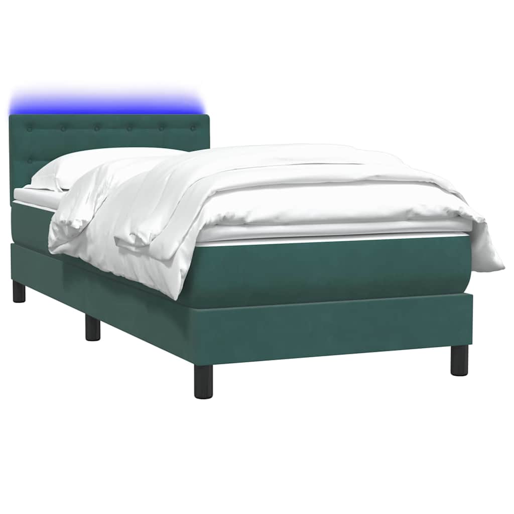 vidaXL Boxspring met matras fluweel donkergroen 80x210 cm afbeelding