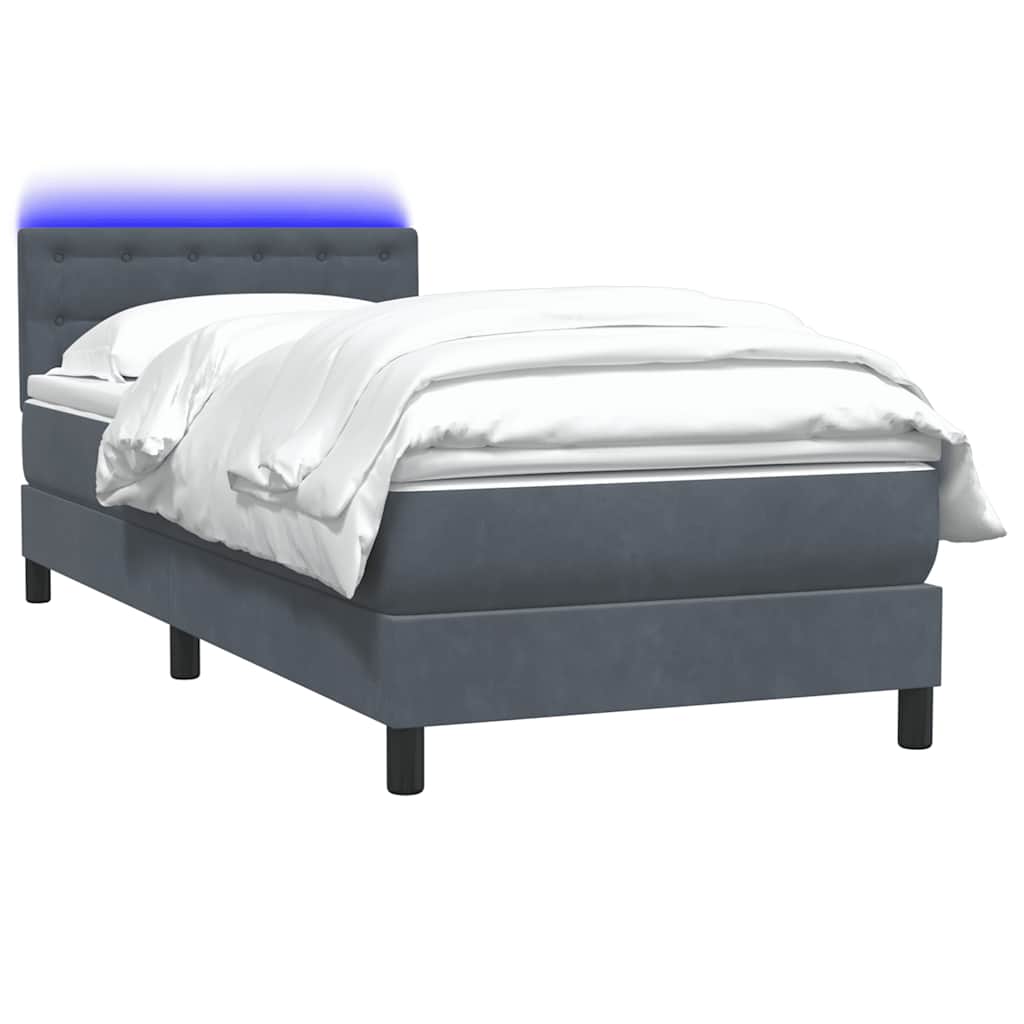 Thumbnail - vidaXL Boxspringbett mit Matratze & LED Dunkelgrau 90x210 cm Samt
