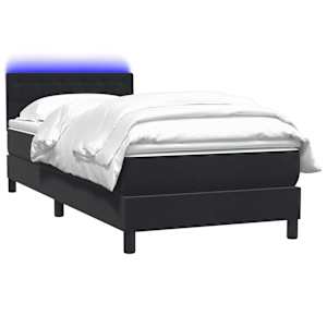 Box spring postel s matrací a LED černá 90x210 cm samet - obrázek 3