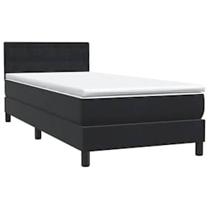 Box spring postel s matrací a LED černá 90x210 cm samet - obrázek 5