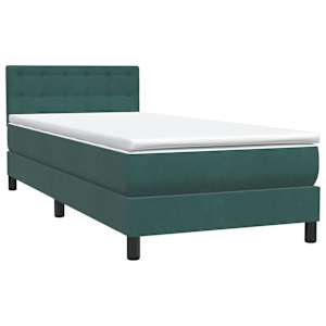 Box spring postel s matrací a LED tmavě zelená 100x210 cm samet - obrázek 5