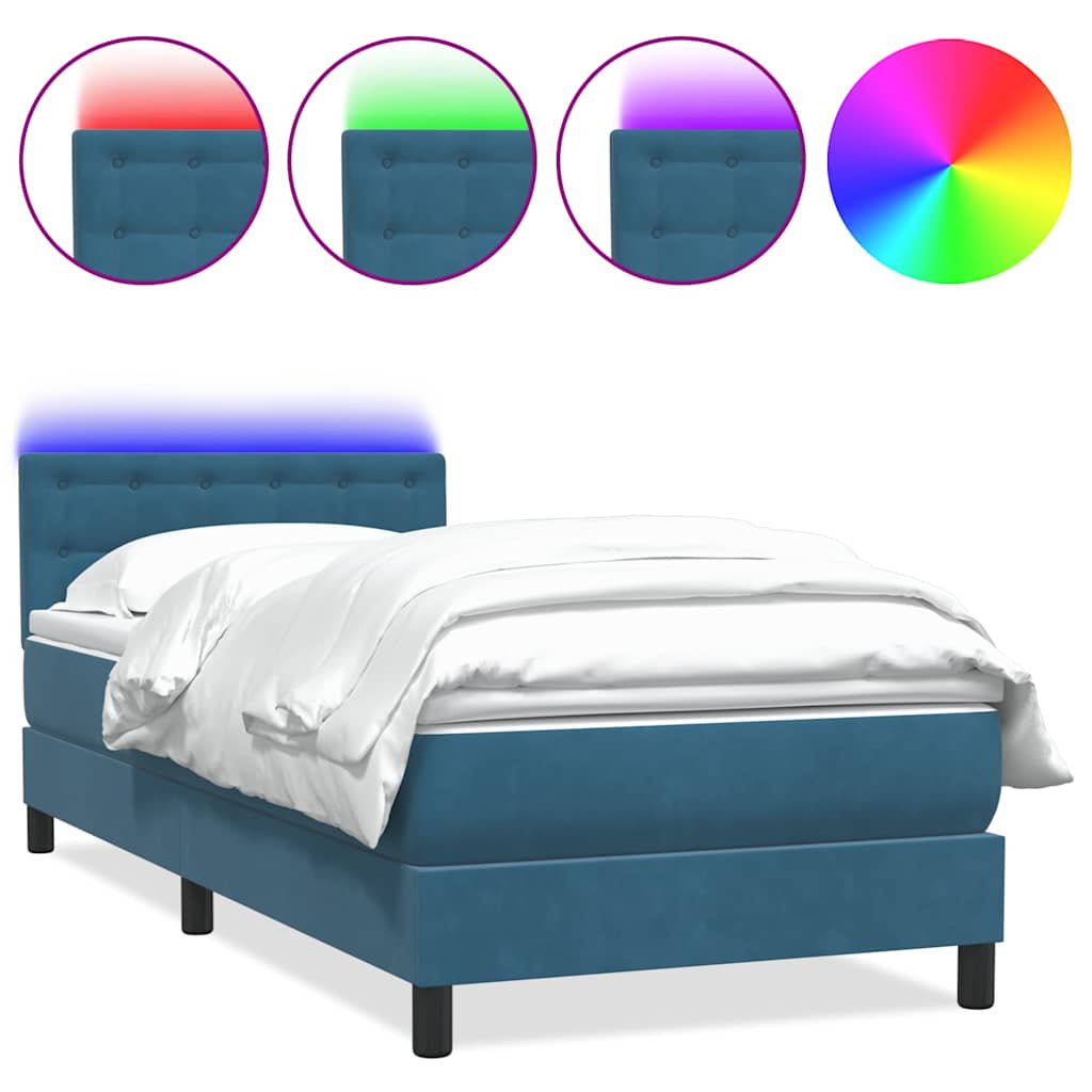 vidaXL Box spring postel s matrací tmavě modrá 100x210 cm samet