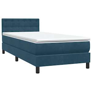 Box spring postel s matrací a LED tmavě modrá 100x210 cm samet - obrázek 5