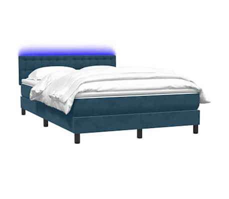 vidaXL Krevet s oprugama i madracem LED tamnoplavi 140x210 cm bar&scaron;unasti