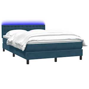 vidaXL Krevet s oprugama i madracem LED tamnoplavi 140x210 cm bar&scaron;unasti