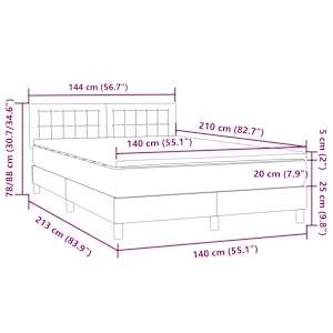 Box spring postel s matrací a LED růžová 140x210 cm samet - obrázek 16