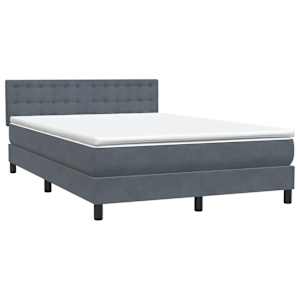 Box spring postel s matrací a LED tmavě šedá 160x210 cm samet - obrázek 5