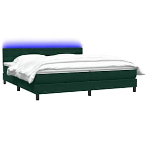 Box spring postel s matrací a LED tmavě zelená 200x210 cm samet - obrázek 3