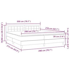 Box spring postel s matrací a LED tmavě zelená 200x210 cm samet - obrázek 16