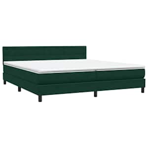 Box spring postel s matrací a LED tmavě zelená 200x210 cm samet - obrázek 5