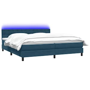 Box spring postel s matrací a LED tmavě modrá 200x210 cm samet - obrázek 3
