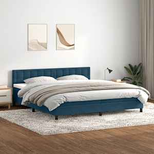 Box spring postel s matrací a LED tmavě modrá 200x210 cm samet - obrázek 4