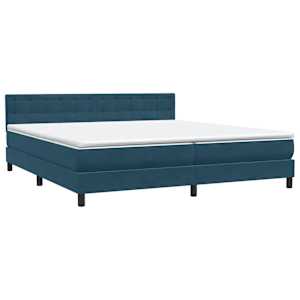 Box spring postel s matrací a LED tmavě modrá 200x210 cm samet - obrázek 5