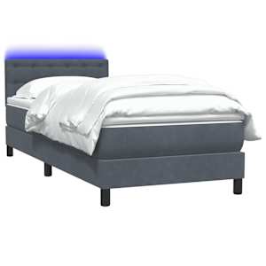 Box spring postel s matrací a LED tmavě šedá 80x220 cm samet - obrázek 3