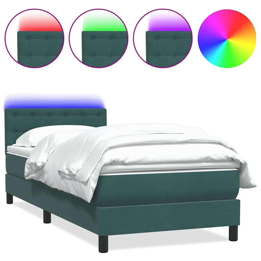 Thumbnail - vidaXL Boxspringbett mit Matratze Dunkelgrün 80x220 cm Samt