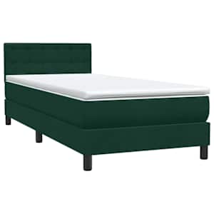 Box spring postel s matrací a LED tmavě zelená 80x220 cm samet - obrázek 5