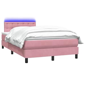 Box spring postel s matrací a LED růžová 120x220 cm samet - obrázek 3