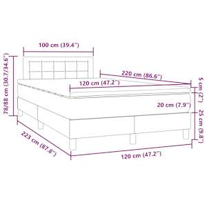 Box spring postel s matrací a LED růžová 120x220 cm samet - obrázek 16