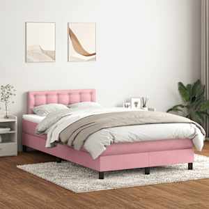 Box spring postel s matrací a LED růžová 120x220 cm samet - obrázek 4