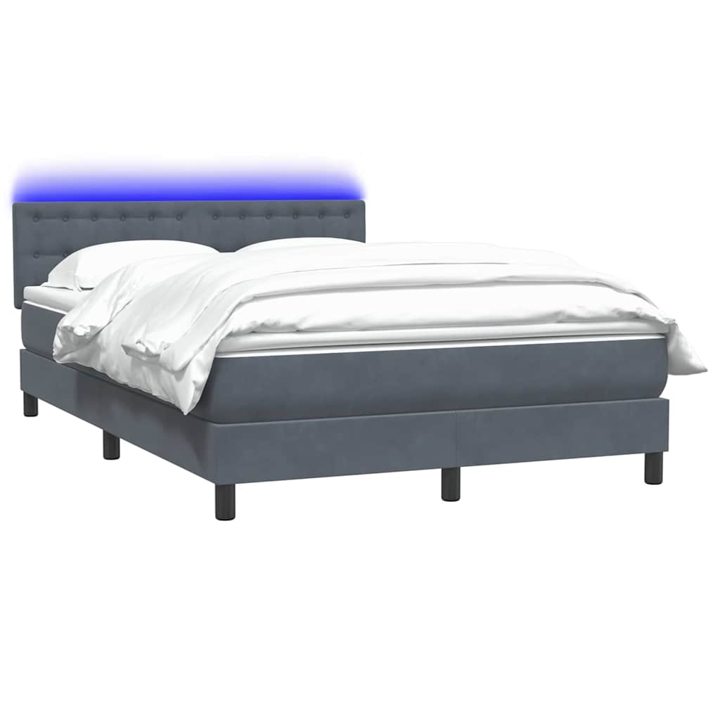 Thumbnail - vidaXL Boxspringbett mit Matratze & LED Dunkelgrau 140x220 cm Samt