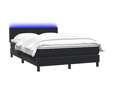 vidaXL Boxspringbett mit Matratze & LED Schwarz 160x220 cm Samt