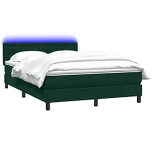 Box spring postel s matrací a LED tmavě zelená 160x220 cm samet - obrázek 3