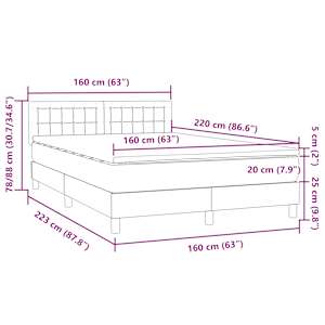 Box spring postel s matrací a LED tmavě zelená 160x220 cm samet - obrázek 16