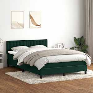 Box spring postel s matrací a LED tmavě zelená 160x220 cm samet - obrázek 4