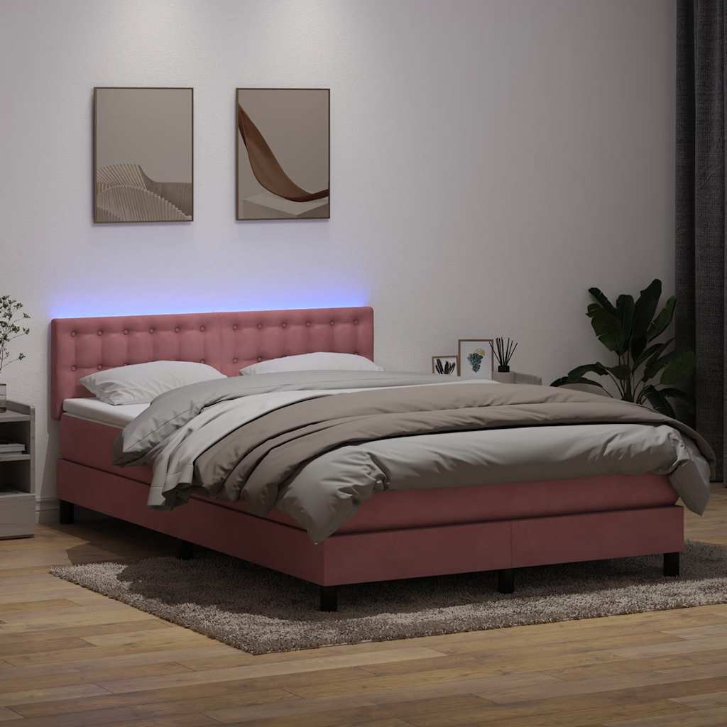 Box Vedruvoodi madratsiga Roosa 160x220 cm samet