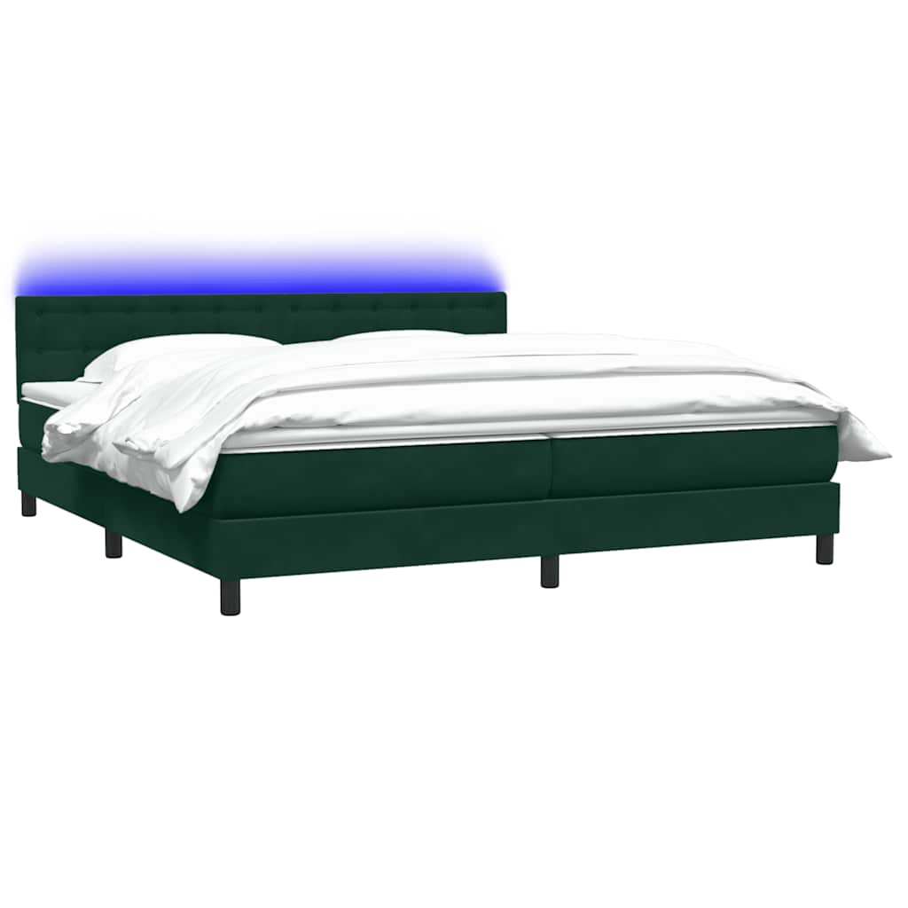 Thumbnail - vidaXL Boxspringbett mit Matratze & LED Dunkelgrün 180x220 cm Samt