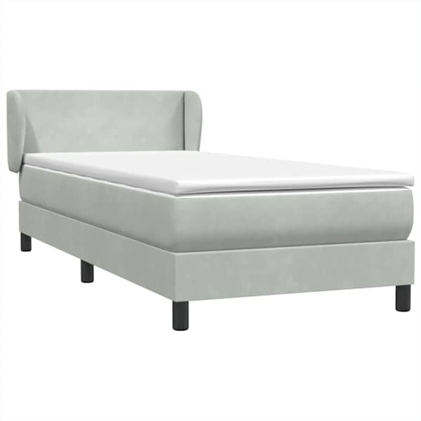 vidaXL Box Vedruvoodi madratsiga Helehall 80x210 cm samet