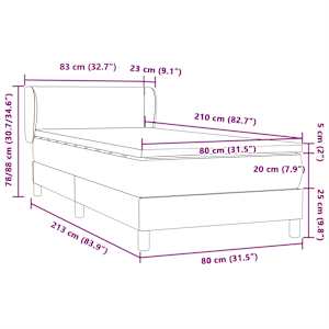 Box spring postel s matrací tmavě šedá 80x210 cm samet - obrázek 12