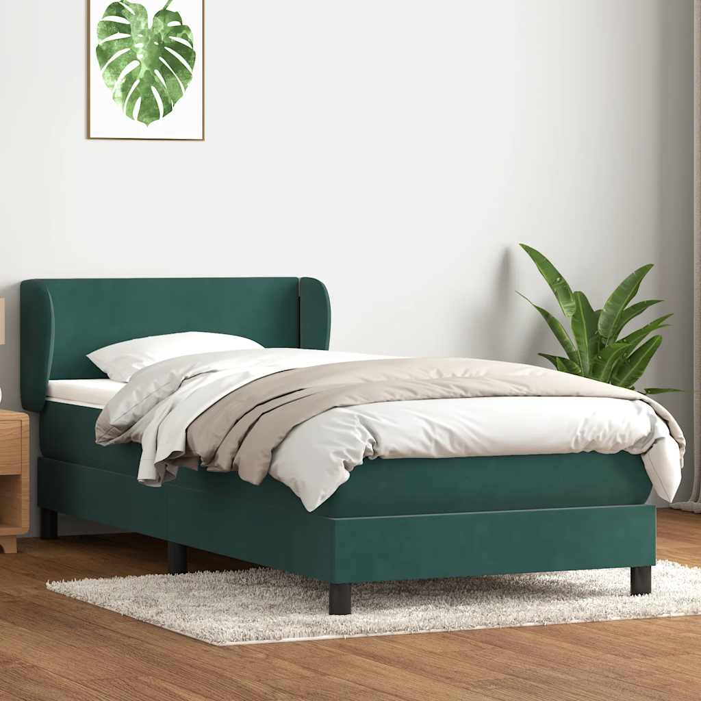 vidaXL Boxspring met matras fluweel donkergroen 80x210 cm afbeelding