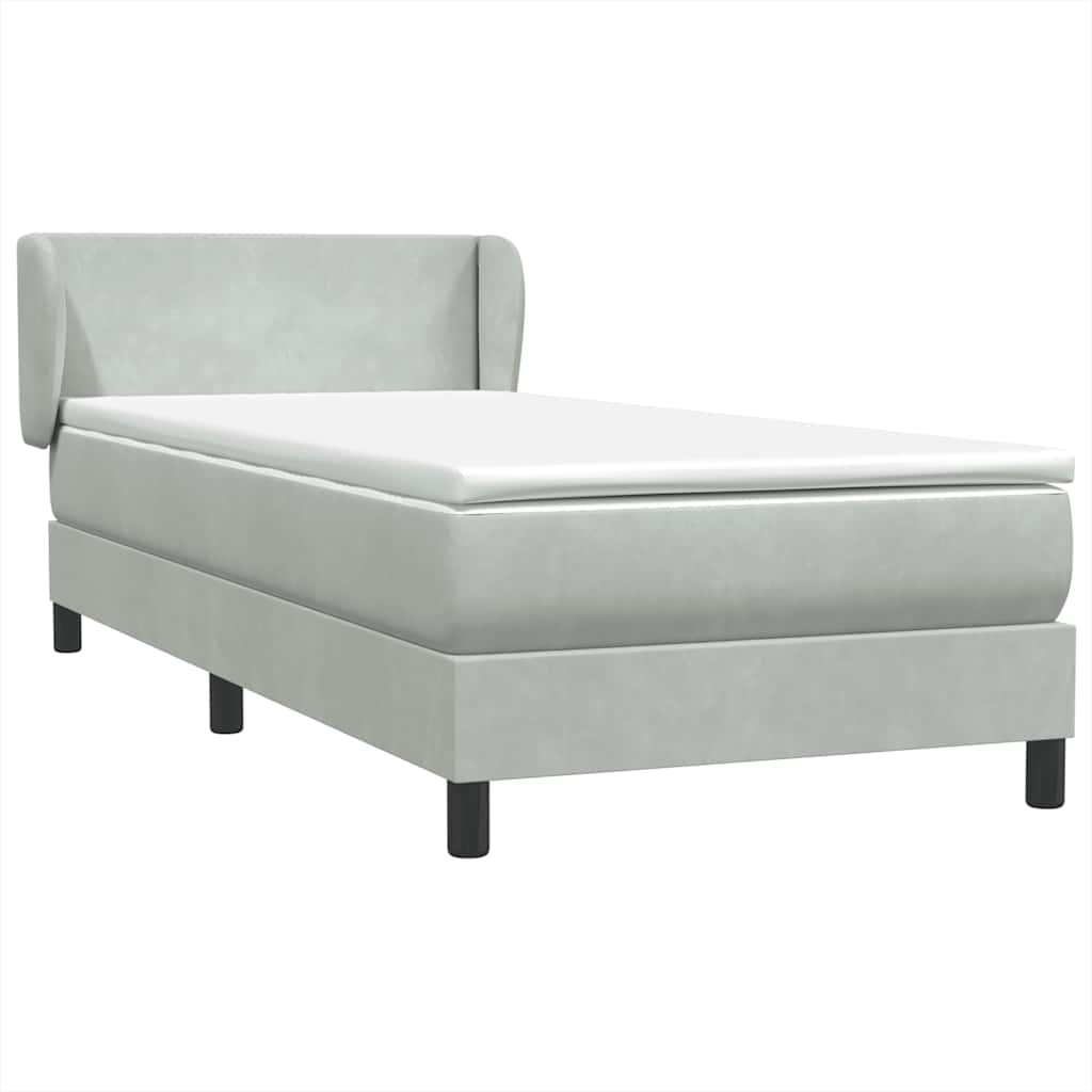 vidaXL Box Spring postelja z vzmetnico Svetlo siva 90x210 cm Velvet