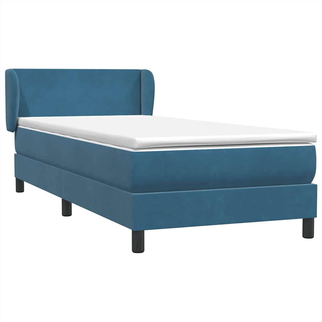 vidaXL Box spring postel s matrací tmavě modrá 100x210 cm samet