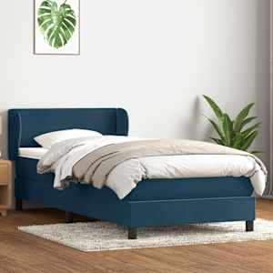 Box spring postel s matrací tmavě modrá 100x210 cm samet - obrázek 3