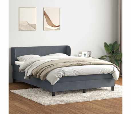 vidaXL Sommier &agrave; lattes de lit et matelas gris fonc&eacute; 140x210cm velours