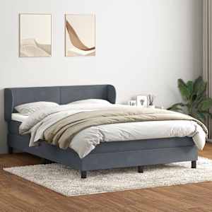 vidaXL Sommier &agrave; lattes de lit et matelas gris fonc&eacute; 140x210cm velours