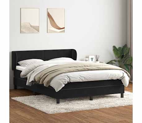 vidaXL Sommier &agrave; lattes de lit avec matelas noir 140x210 cm velours