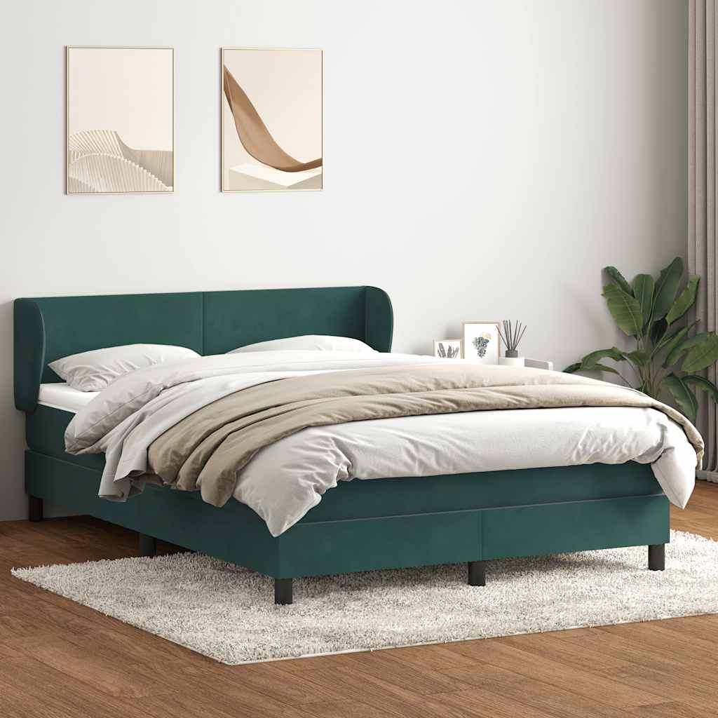 Thumbnail - vidaXL Boxspringbett mit Matratze Dunkelgrün 140x210 cm Samt