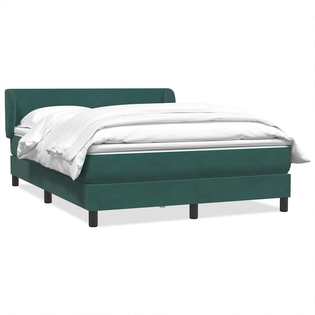 vidaXL Pat box spring cu saltea, Verde închis, 140x210 cm, catifea